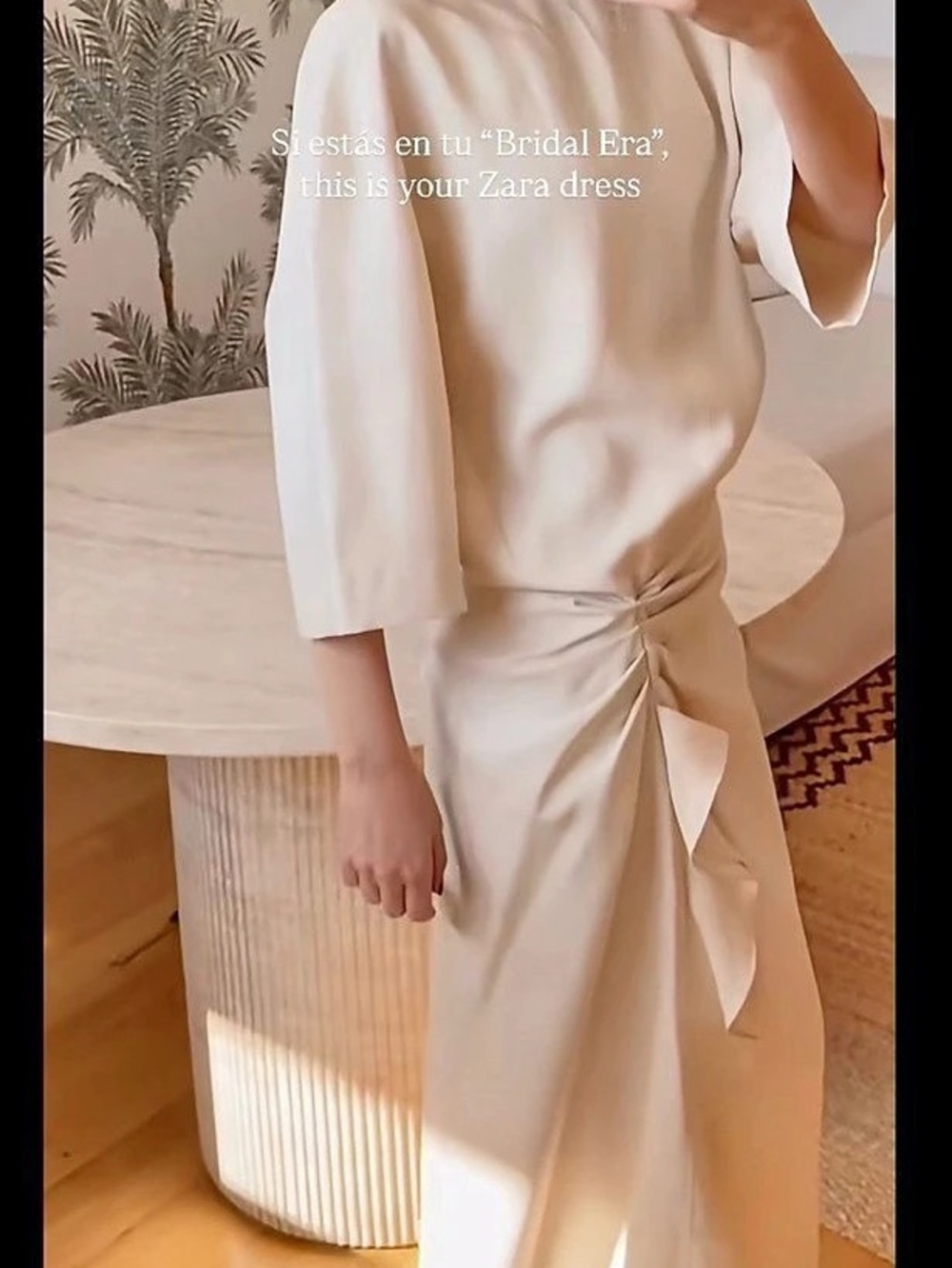 Zara ZW Collection Midi Dress with Ruffles Cream - Picture 4 of 7